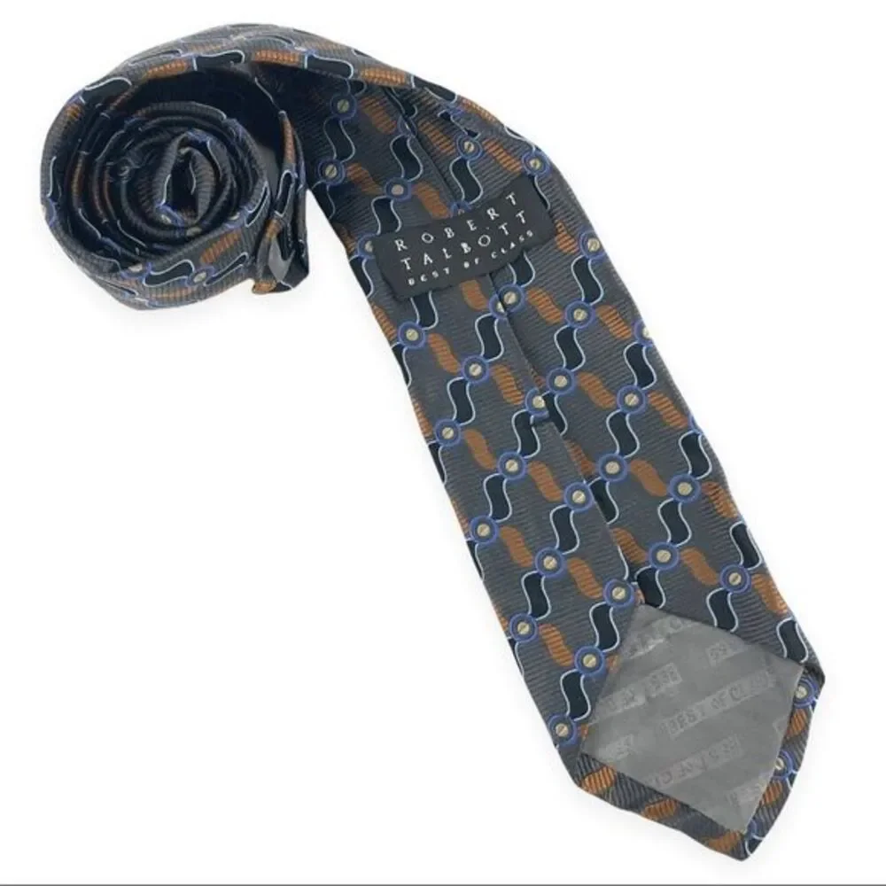 Robert Talbot Men’s 100% Silk Tie Green Blue and Yellow